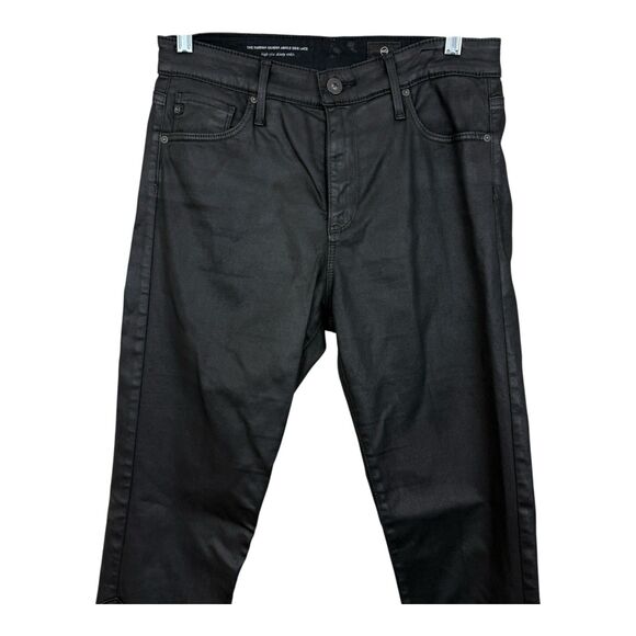 AG Goldschmied Farrah Skinny Ankle Side Lace Pants Sz 28R Black Coated Moto - Picture 1 of 13